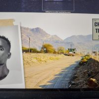 The entrance to a chrome mine in South Africa that sends its chrome to the port of Maputo, Mozambique, and a picture of blogger Mano Shottas (Credit: Forbidden Stories. AI was used in the creation of this image)